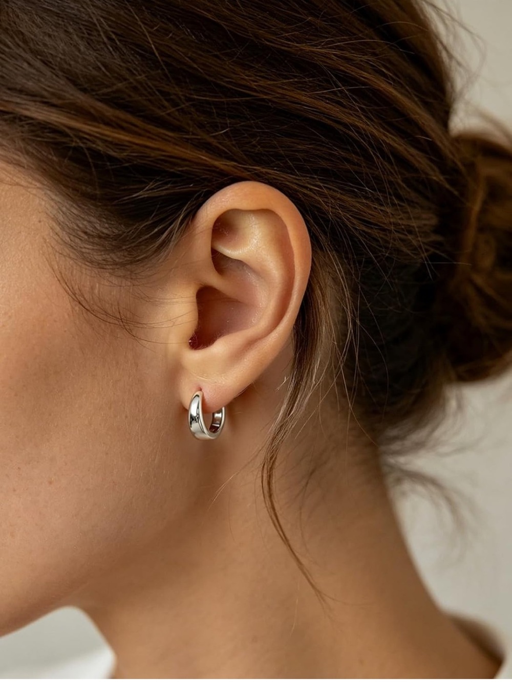 SILVORA 10mm Polished Silver Small Huggie Hoop Earrings